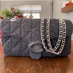 Stylish Coach Denim Black Quilted Tabby